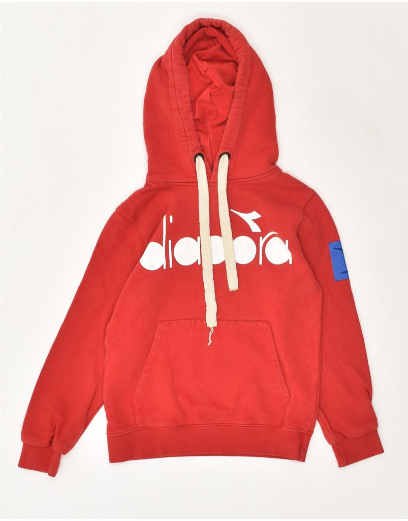 DIADORA Boys Graphic Hoodie Jumper 11-12 Years Red | Vintage Diadora | Thrift | Second-Hand Diadora | Used Clothing | Messina Hembry 