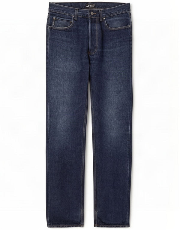 Armani Mens Straight Jeans W33 L32 Blue Cotton
