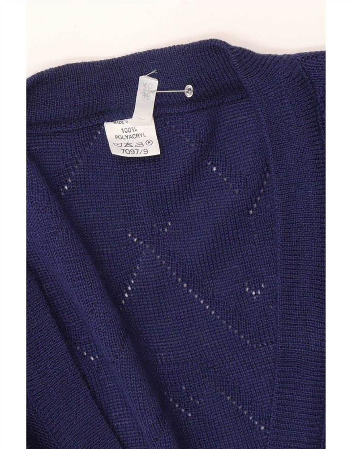 Vintage Womens Cardigan Sweater EU 38/40 Medium Blue Chevron Polyacrylic