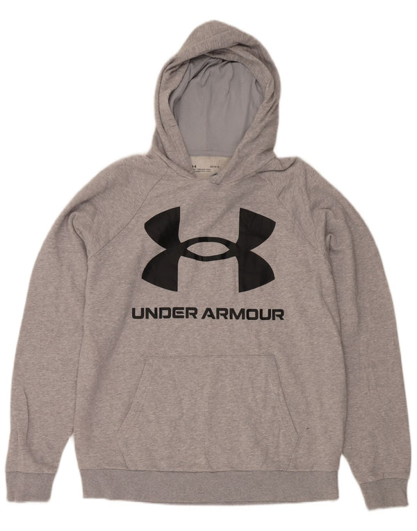 Under Armour Mens Graphic Hoodie Jumper Large Grey Flecked Cotton