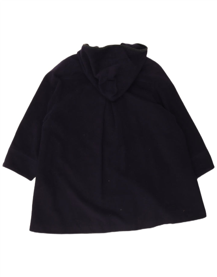 Vintage Womens Hooded Oversized Duffle Coat IT 42 Medium Navy Blue Wool