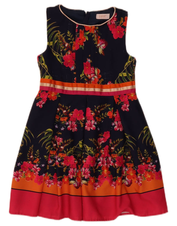 Ted Baker Girls Sleeveless A-Line Dress 5-6 Years Navy Blue Floral