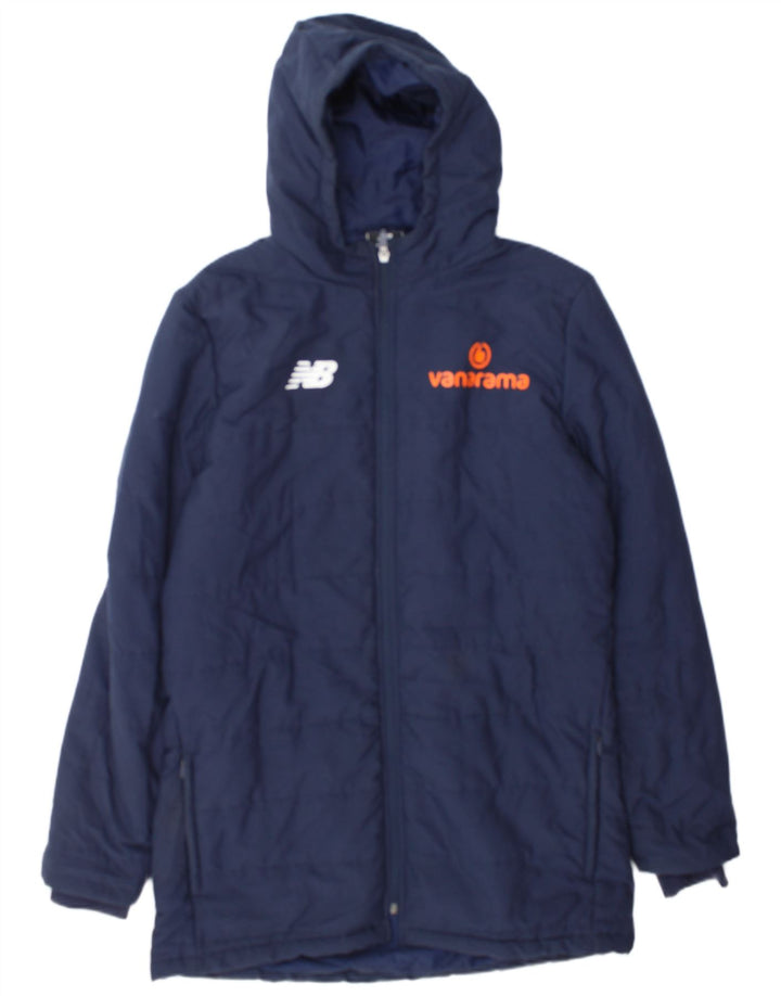 New Balance Mens Graphic Hooded Padded Jacket UK 38 Medium Navy Blue