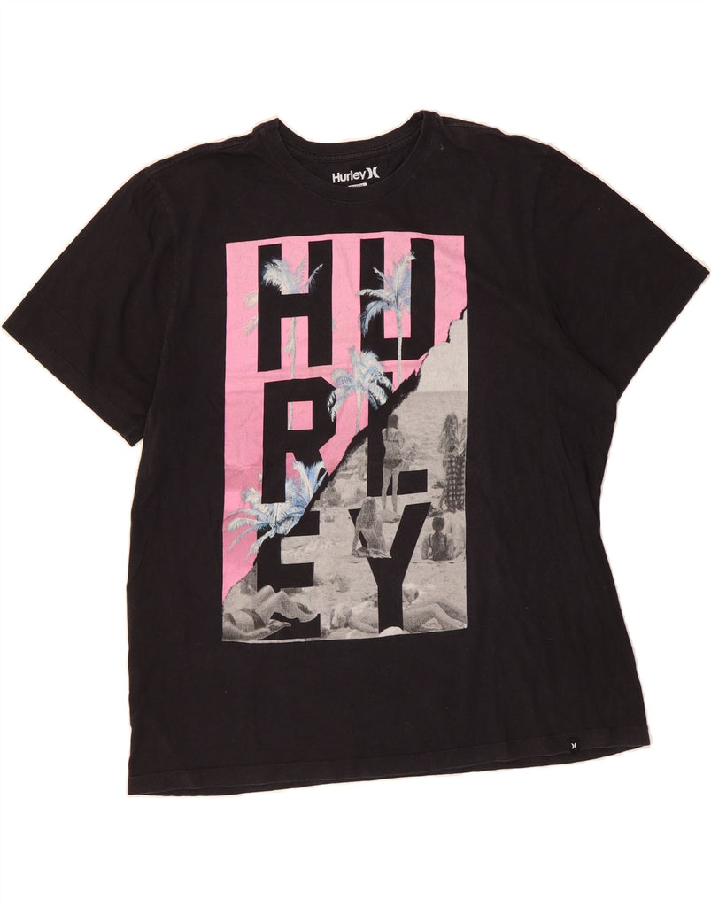 HURLEY Mens Graphic T-Shirt Top XL Black Vintage Hurley and Second-Hand Hurley from Messina Hembry 
