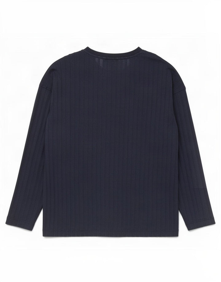 Marks & Spencer Womens Top Long Sleeve UK 12 Medium Navy Blue Polyester