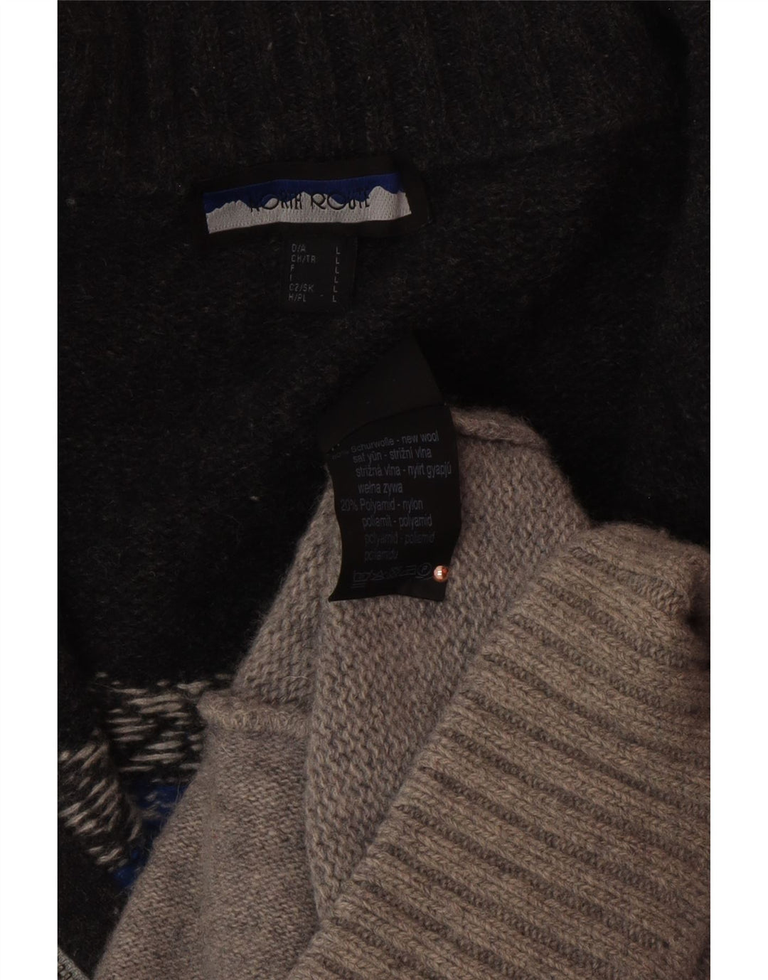 NORTH ROUTE Mens Zip Neck Jumper Sweater Large Grey Fair Isle
