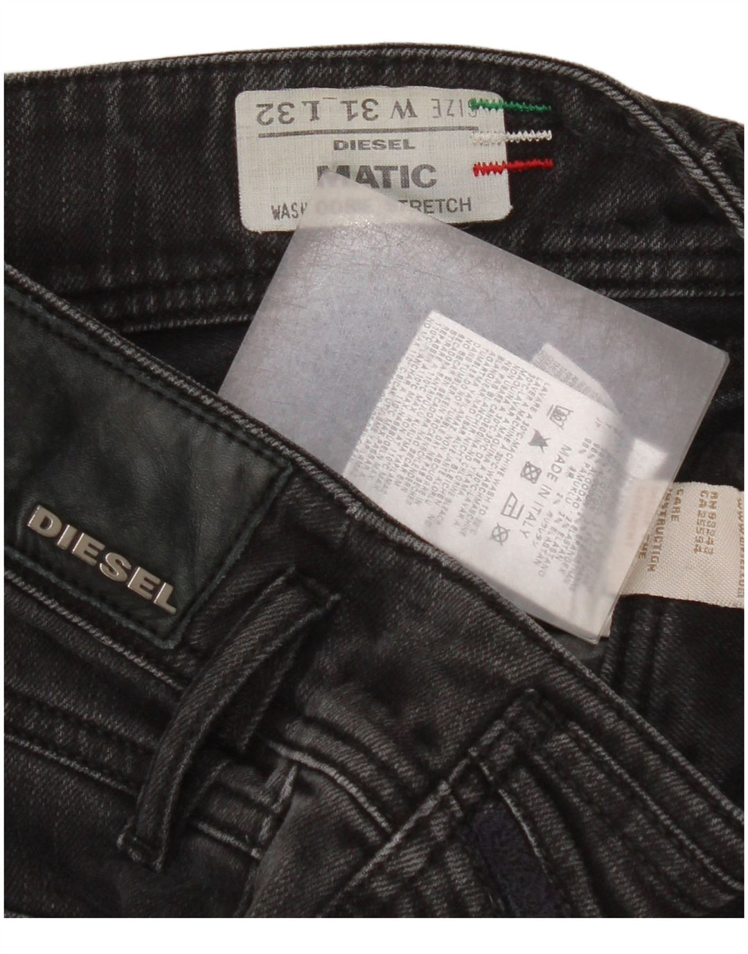 Diesel Womens Matic Stretch Straight Jeans W31 L26 Black Cotton