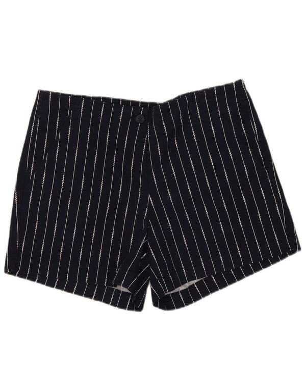 Nautica Womens Chino Shorts US 12 Large W35 Navy Blue Pinstripe Cotton