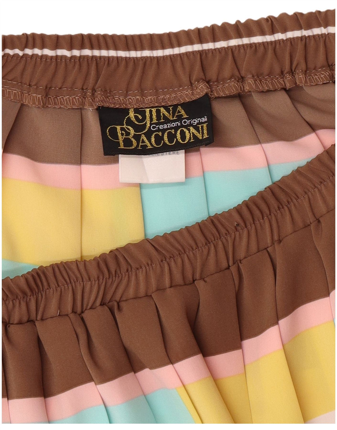 Gina Bacconi Womens Pleated Skirt UK 16 Large W32 Brown Geometric Classic