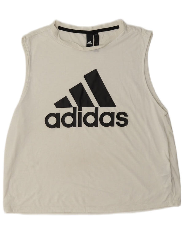 Adidas Womens Graphic Vest Top UK 16/18 Large White Polyester Sports
