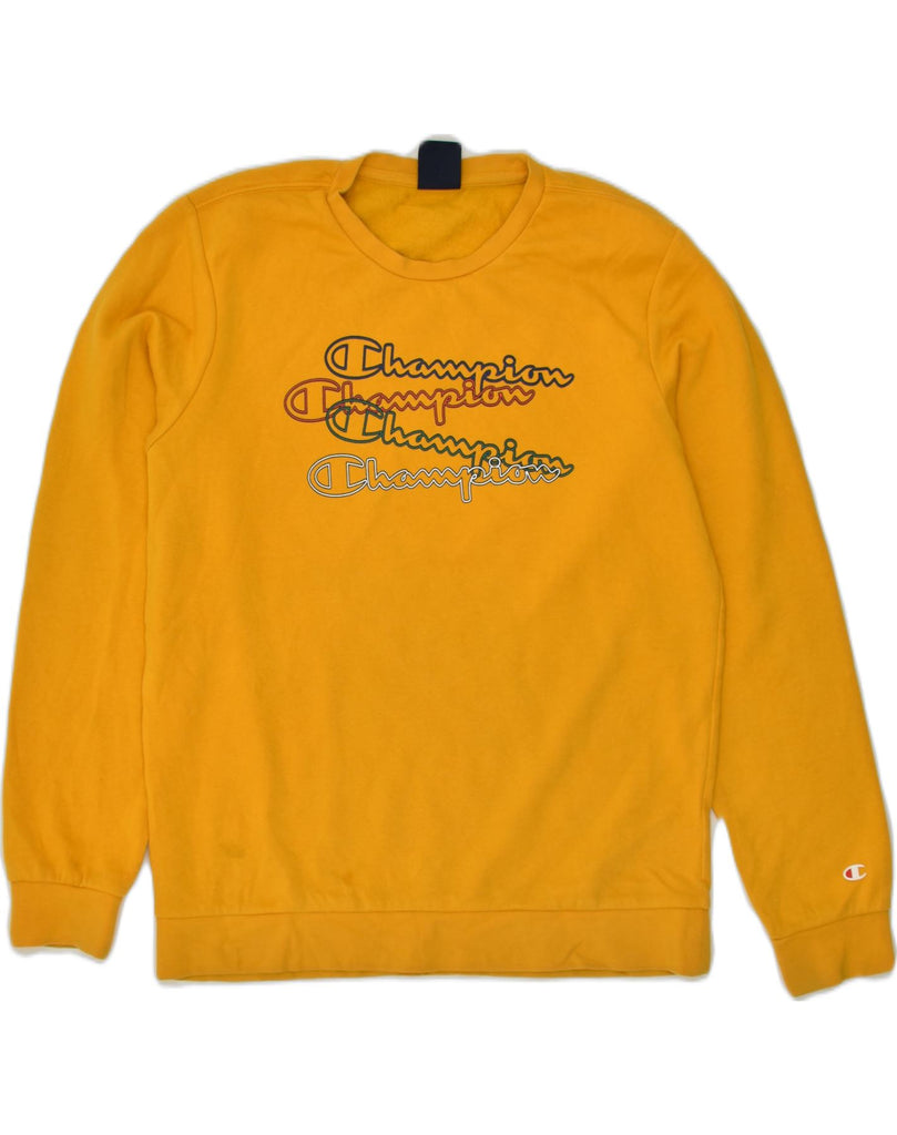 CHAMPION Boys Graphic Sweatshirt Jumper 15-16 Years 2XL  Yellow | Vintage Champion | Thrift | Second-Hand Champion | Used Clothing | Messina Hembry 