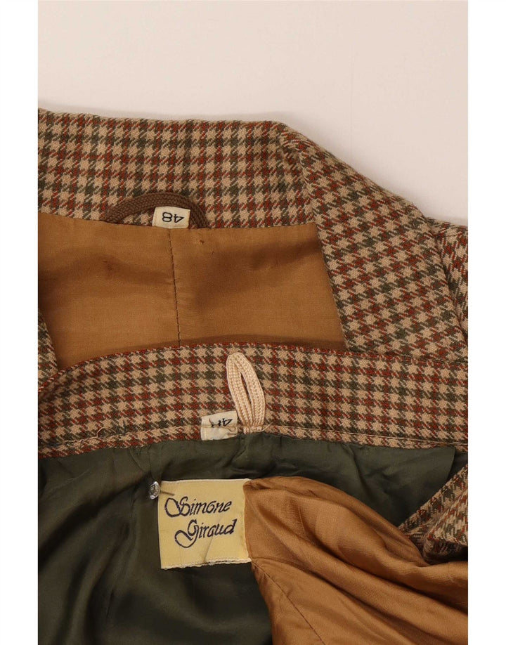 Vintage Womens 2 Button Piece Skirt Set IT 48 XL Brown Houndstooth