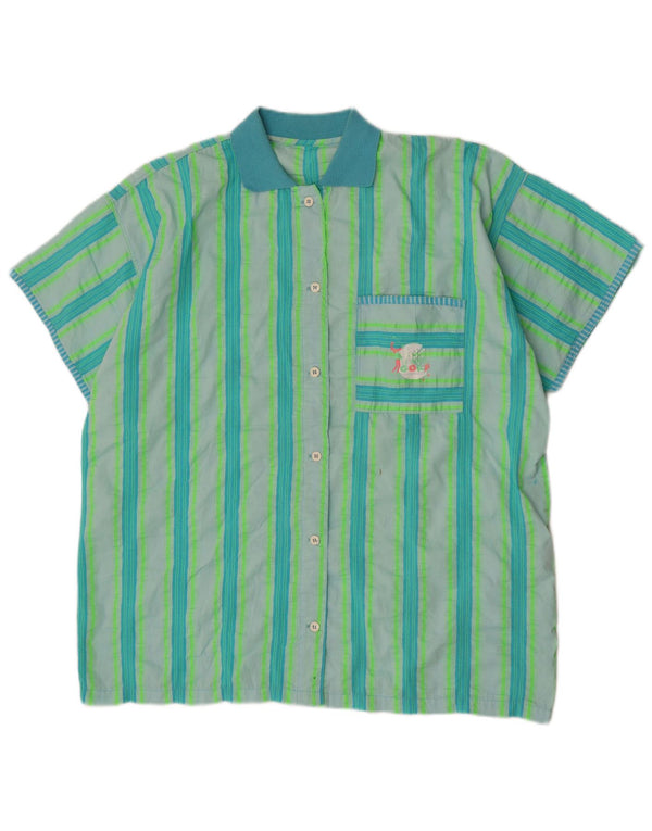 Vintage Womens Oversized Graphic Shirt UK 14 Large Green Striped