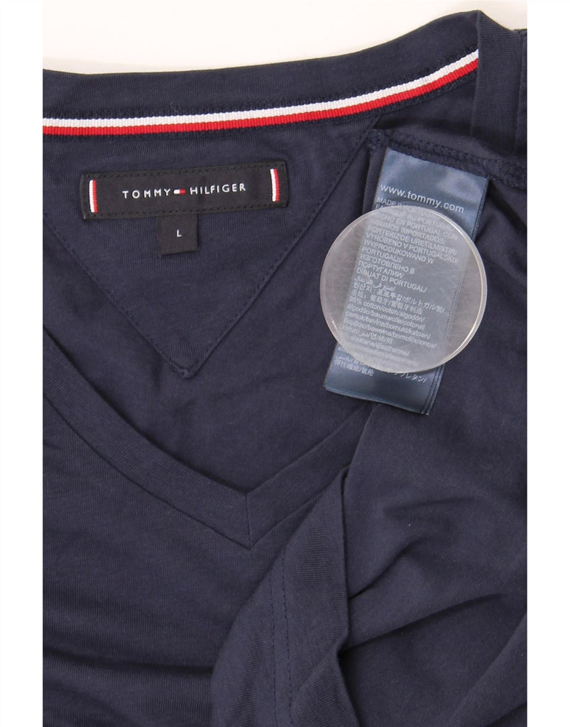 TOMMY HILFIGER Mens T-Shirt Top Large Navy Blue Cotton Vintage Tommy Hilfiger and Second-Hand Tommy Hilfiger from Messina Hembry 