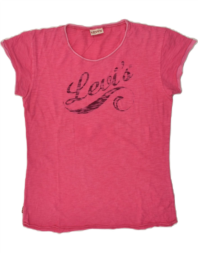 LEVI'S Womens Graphic T-Shirt Top UK 14 Large Pink Cotton | Vintage Levi's | Thrift | Second-Hand Levi's | Used Clothing | Messina Hembry 