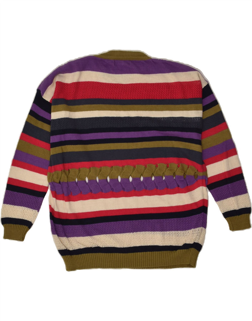 VINTAGE Womens Crew Neck Jumper Sweater UK 16 Large Multicoloured Striped | Vintage Vintage | Thrift | Second-Hand Vintage | Used Clothing | Messina Hembry 