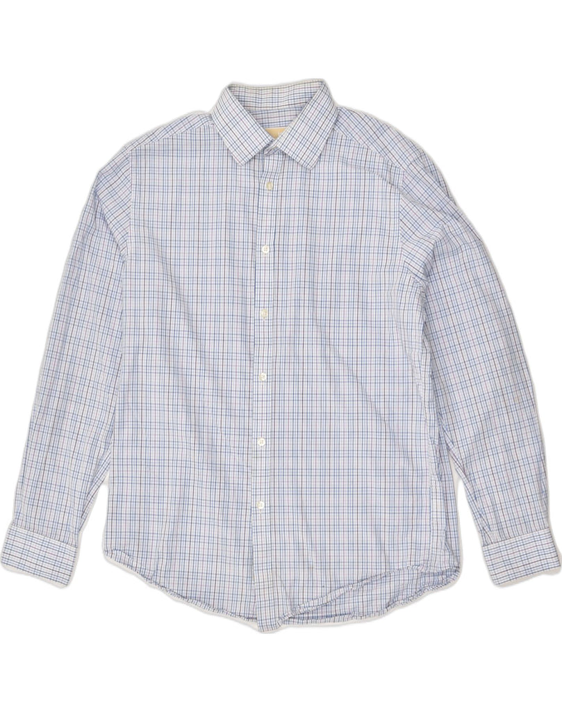 MICHAEL KORS Mens Shirt Size 16 Large Blue Check Cotton | Vintage Michael Kors | Thrift | Second-Hand Michael Kors | Used Clothing | Messina Hembry 