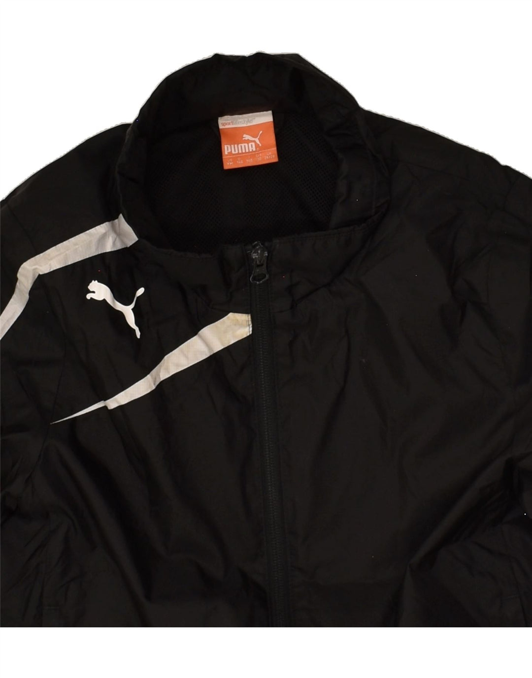 PUMA Boys Tracksuit Top Jacket 9-10 Years Black Colourblock Polyamide | Vintage Puma | Thrift | Second-Hand Puma | Used Clothing | Messina Hembry 