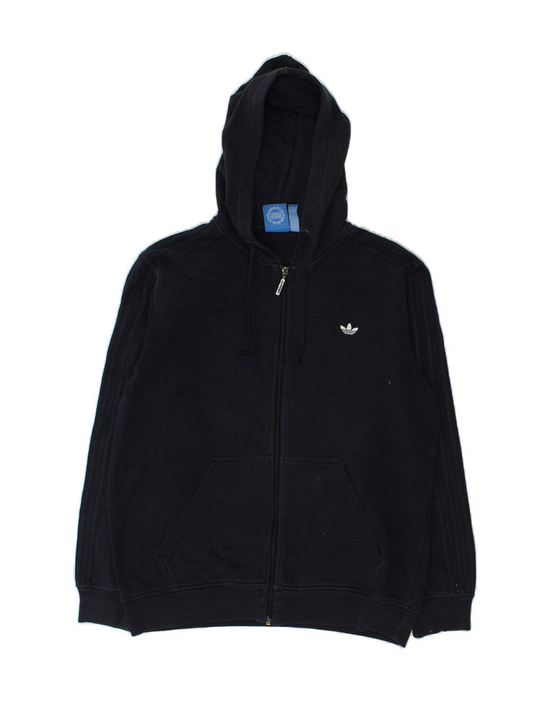 ADIDAS Mens Zip Hoodie Sweater Large Navy Blue Cotton | Vintage Adidas | Thrift | Second-Hand Adidas | Used Clothing | Messina Hembry 