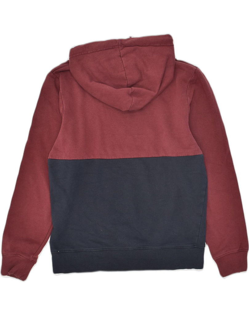 JACK & JONES Mens Graphic Hoodie Jumper Medium Burgundy Colourblock Cotton | Vintage Jack & Jones | Thrift | Second-Hand Jack & Jones | Used Clothing | Messina Hembry 