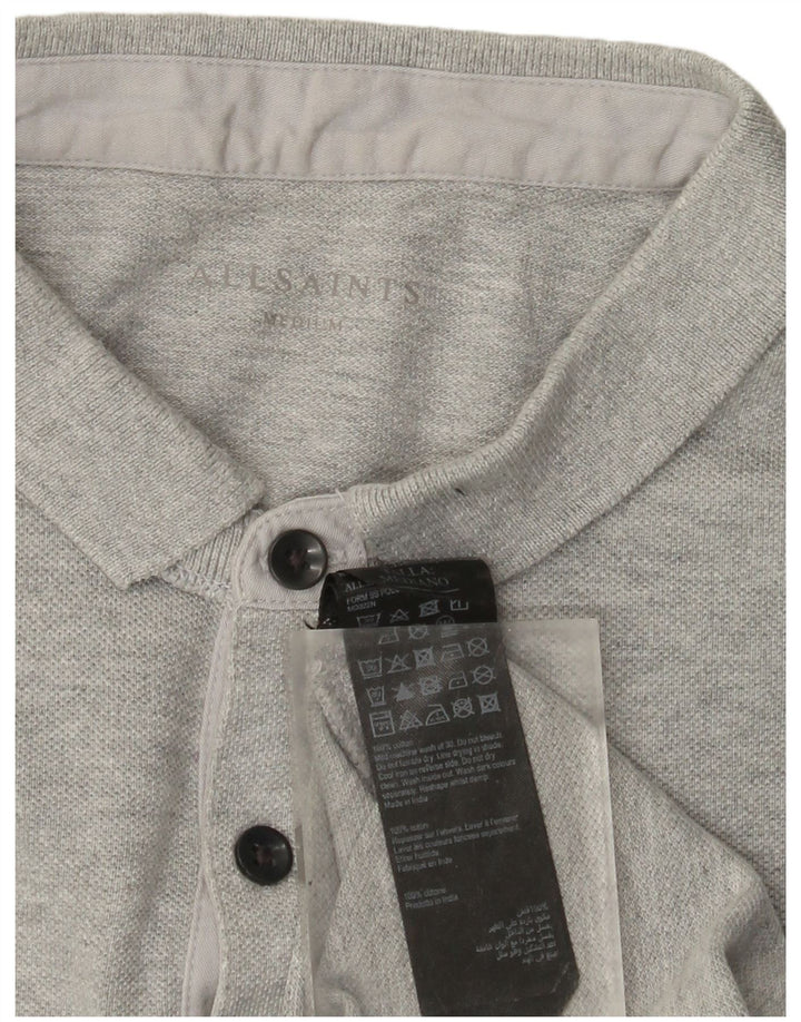 All Saints Mens Polo Shirt Medium Grey Cotton