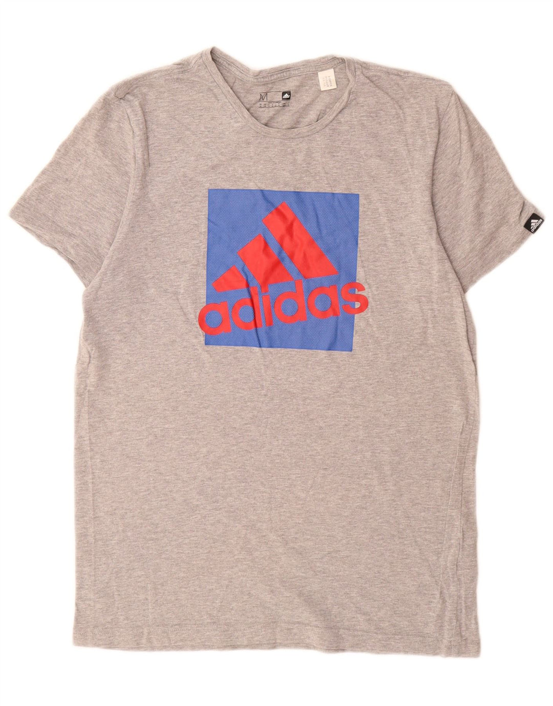 Adidas Mens Graphic T-Shirt Top Medium Grey Flecked Cotton