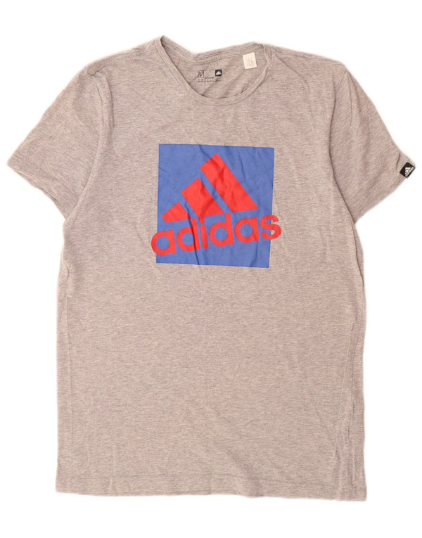 Adidas Mens Graphic T-Shirt Top Medium Grey Flecked Cotton