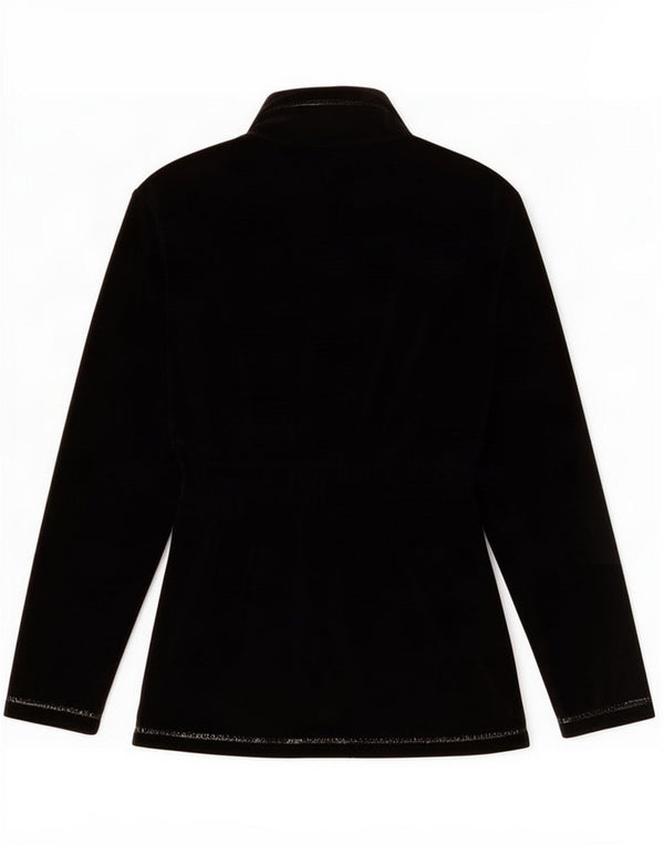 Fila Womens Velour Tracksuit Top Jacket UK 12 Medium Black