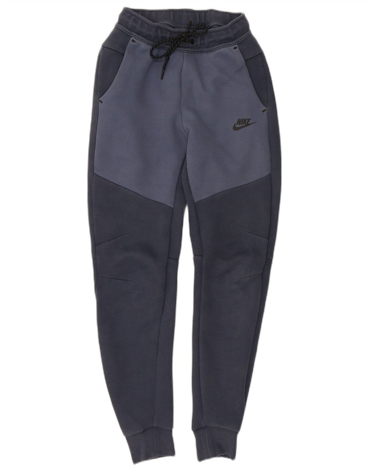 NIKE Womens Tracksuit Trousers Joggers UK 4 XS Navy Blue Colourblock