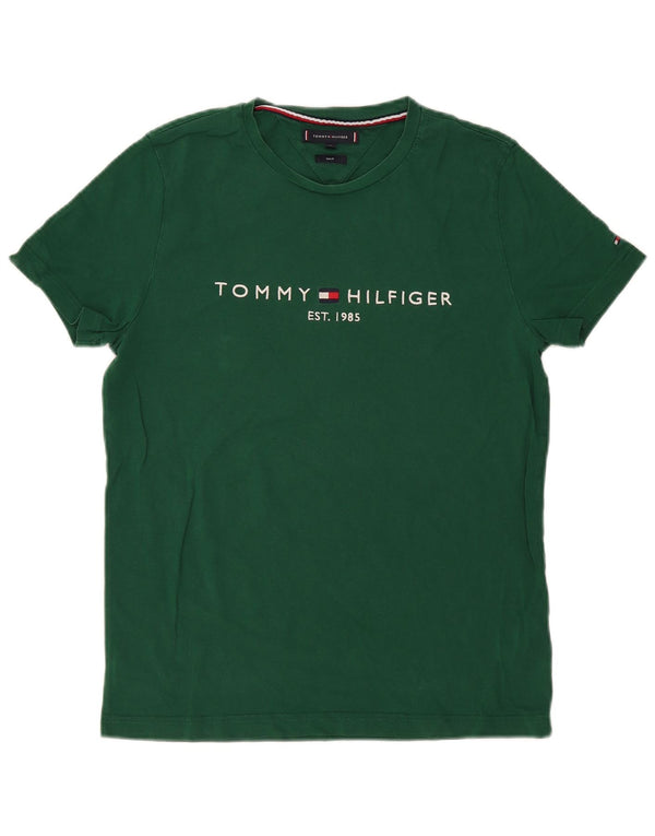 Tommy Hilfiger Mens Slim Fit Graphic T-Shirt Top Medium Green Cotton