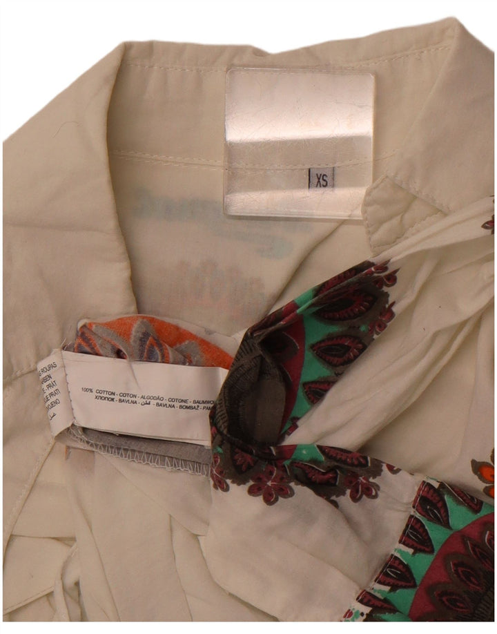 DESIGUAL Womens Graphic Shirt UK 6 XS White Paisley Cotton