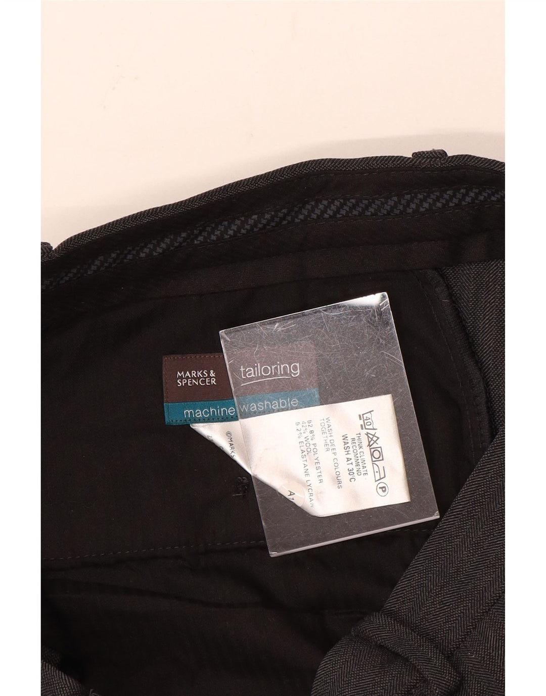 Marks & Spencer Mens Straight Suit Trousers W32 L31 Grey Polyester