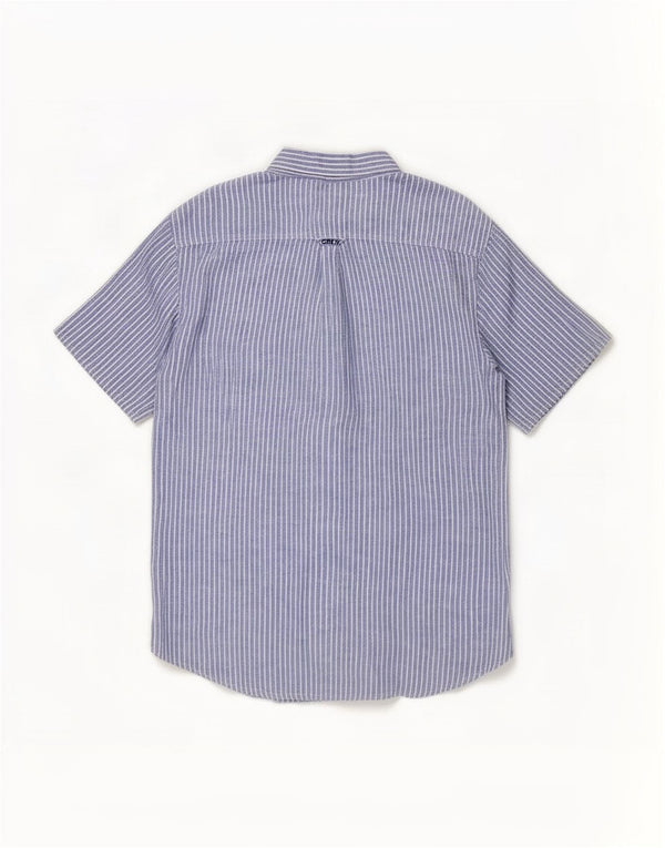Crew Clothing Mens Short Sleeve Shirt Large Blue Pinstripe Linen