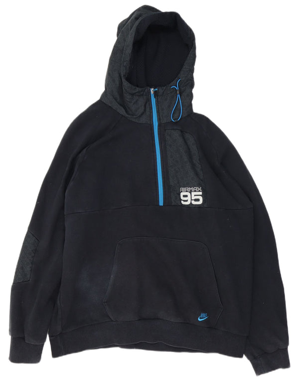 Nike Mens Graphic Hoodie Jumper UK 46/48 XL Navy Blue Geometric Cotton