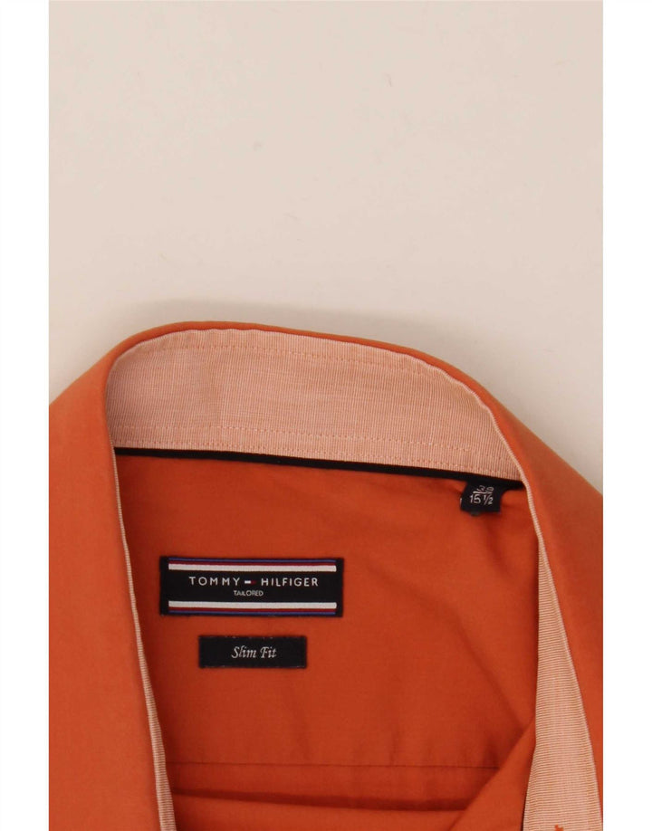 Tommy Hilfiger Mens Slim Fit Shirt Size 39 15 1/2 Medium Orange