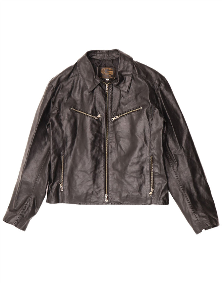 Vintage Mens Leather Jacket UK 38 Medium Black Leather