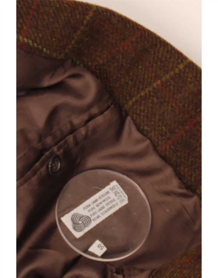 Vintage Mens 2 Button Blazer Jacket IT 50 Large Brown Check Virgin Wool