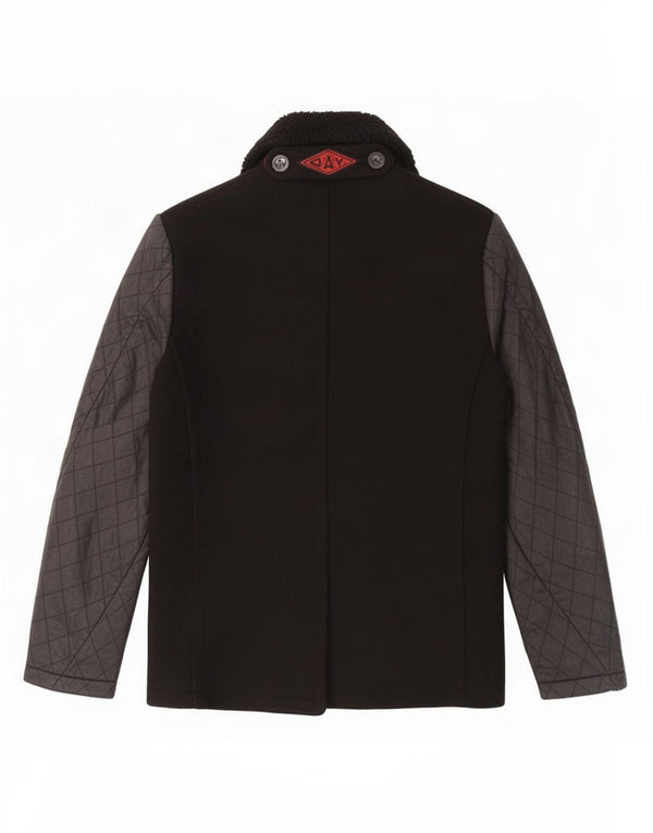 Superdry Mens Pea Coat Medium Black Wool
