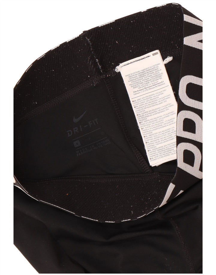 Nike Womens Dri Fit Graphic Leggings UK 8 Small  Black Polyester