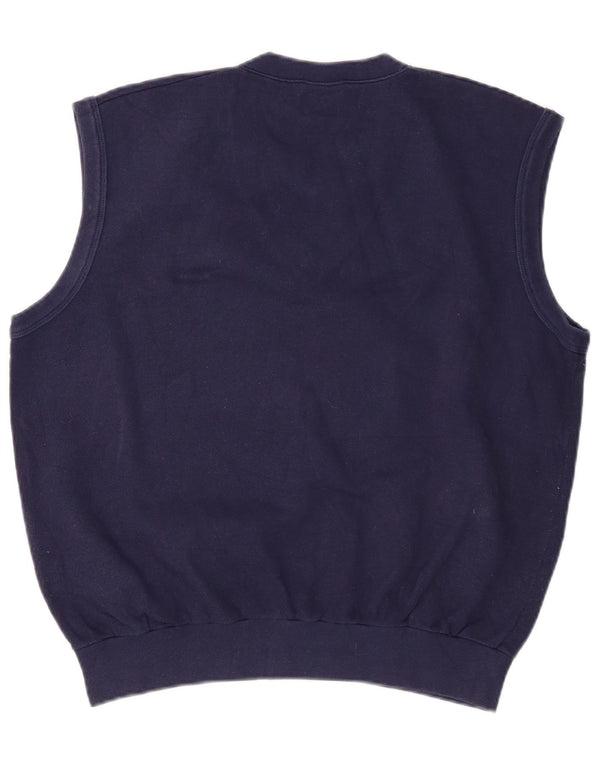 Sergio Tacchini Mens Vest Tank Top Medium Navy Blue Cotton