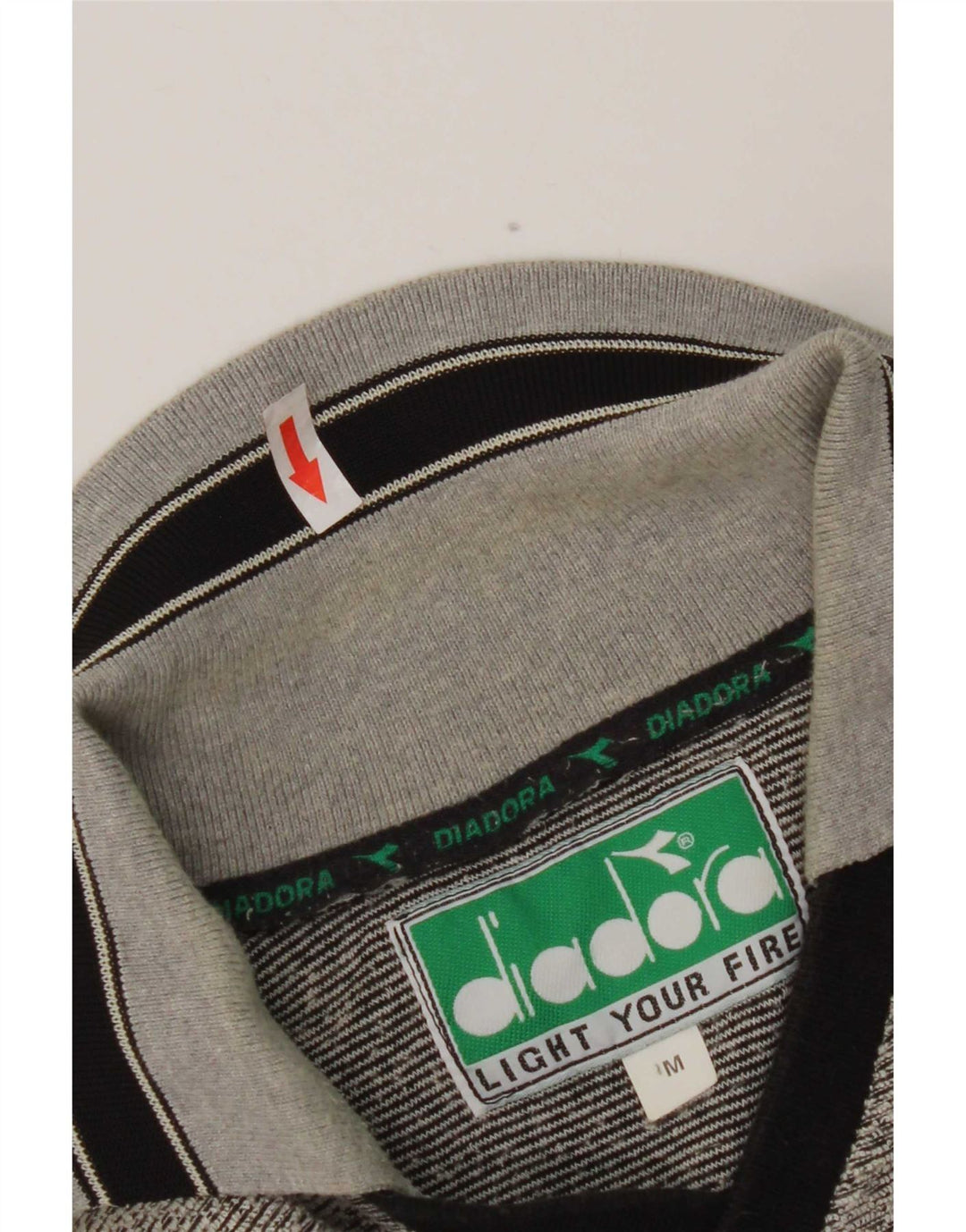 Diadora Mens Polo Shirt Medium Grey Striped Polyester