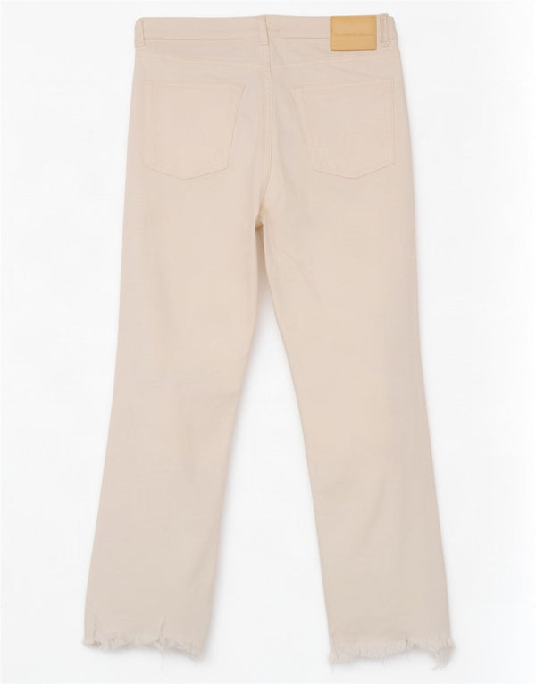 Zara Womens Distressed Cropped Jeans EU 42 Large W32 L24 White Cotton