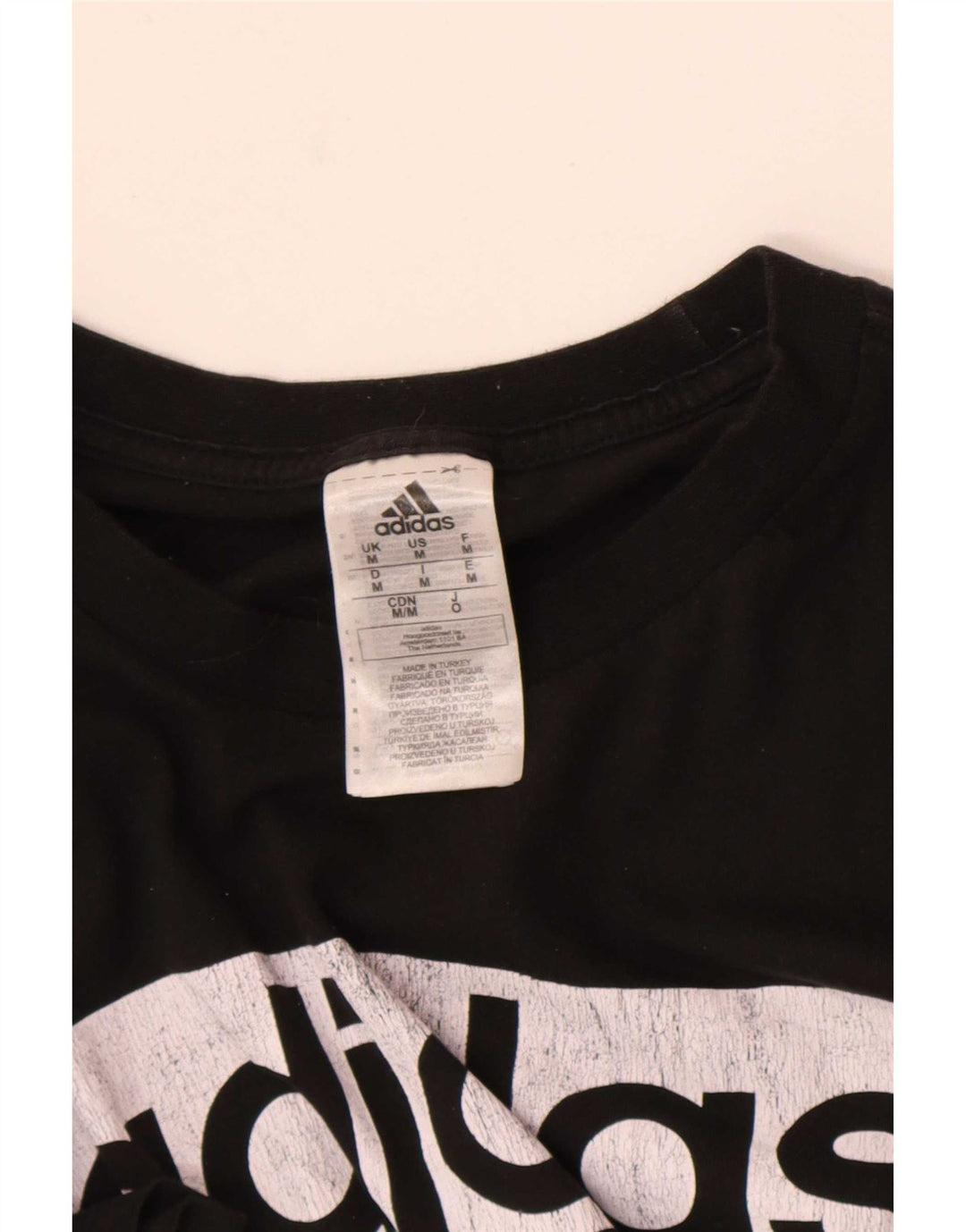 Adidas Mens Three Stripes Graphic T-Shirt Top Medium Black Cotton