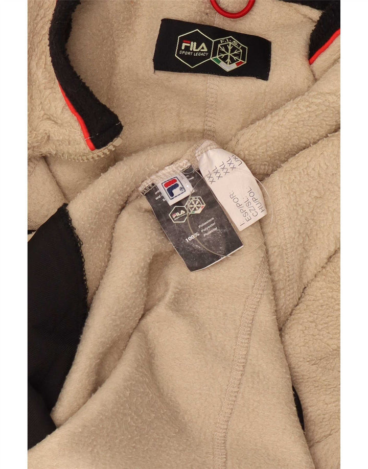Fila Mens Fleece Jacket UK 44 2XL Beige Colourblock Polyester