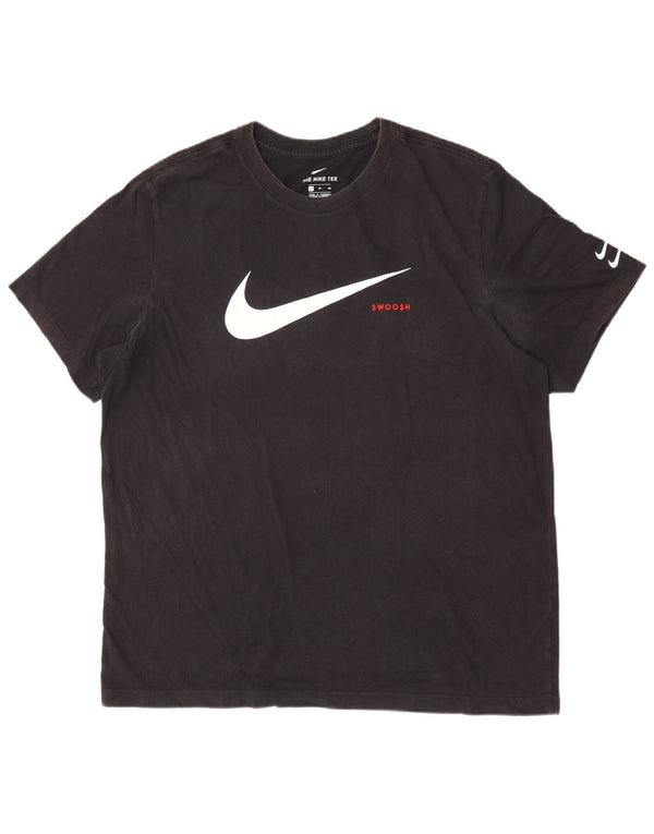 Nike Mens Swoosh Graphic T-Shirt Top XL Black Cotton