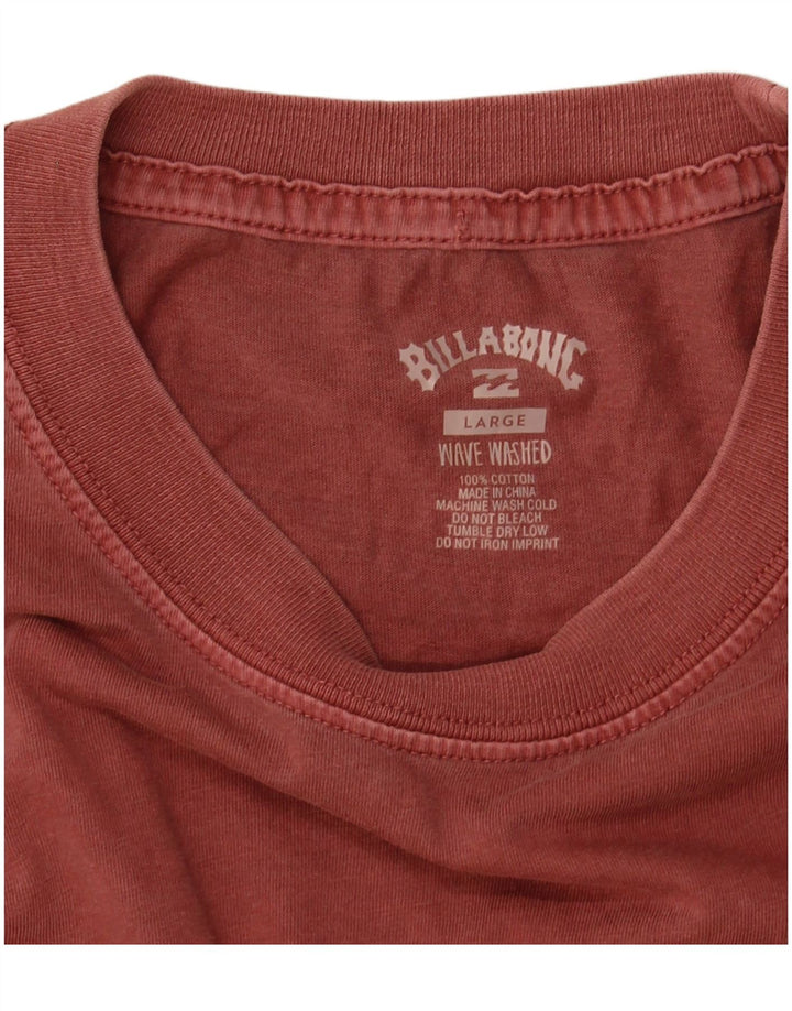 BILLABONG Mens T-Shirt Top Large Maroon Cotton