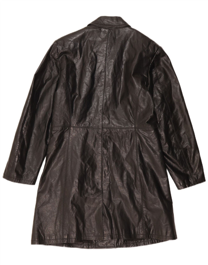 Conbipel Womens Leather Coat IT 44 Medium Black Leather