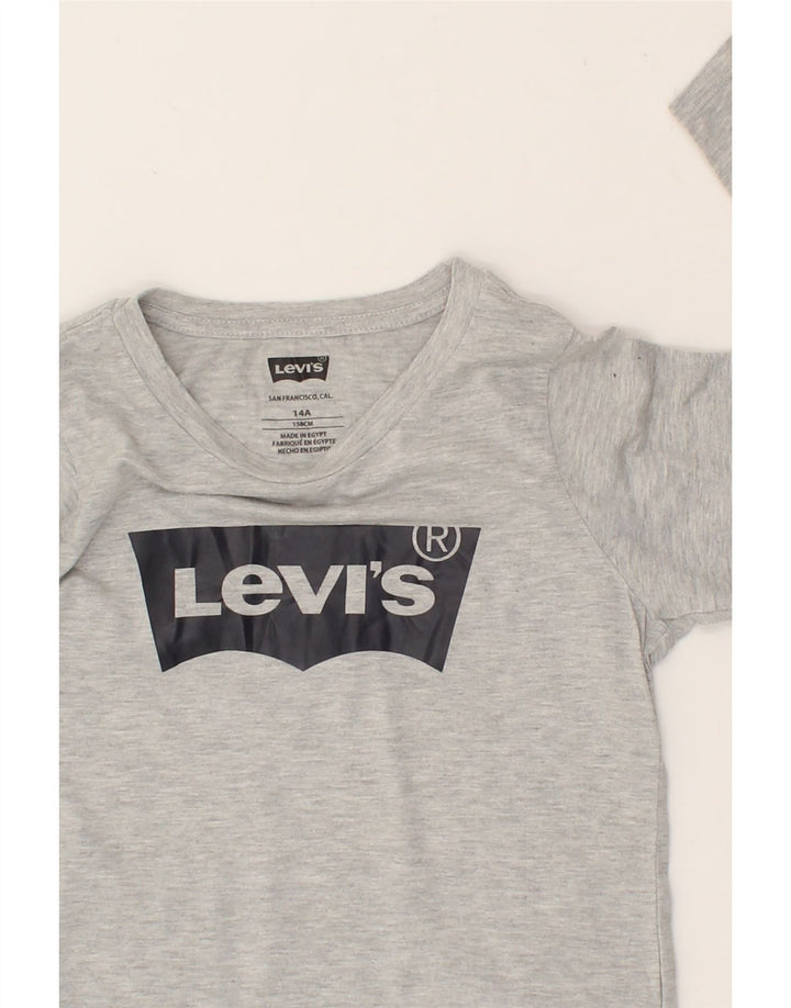 LEVI'S Boys Graphic Top Long Sleeve 13-14 Years Grey Cotton Vintage Levi's and Second-Hand Levi's from Messina Hembry 