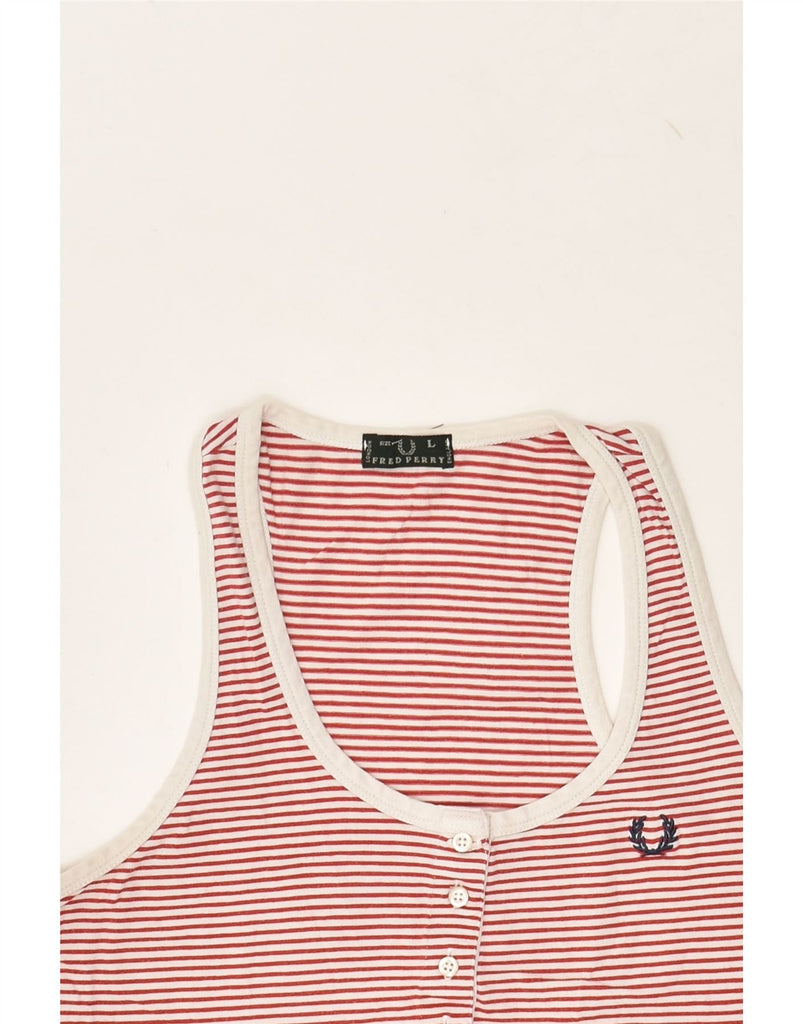 FRED PERRY Girls Vest Top 7-8 Years Large Red Striped | Vintage Fred Perry | Thrift | Second-Hand Fred Perry | Used Clothing | Messina Hembry 