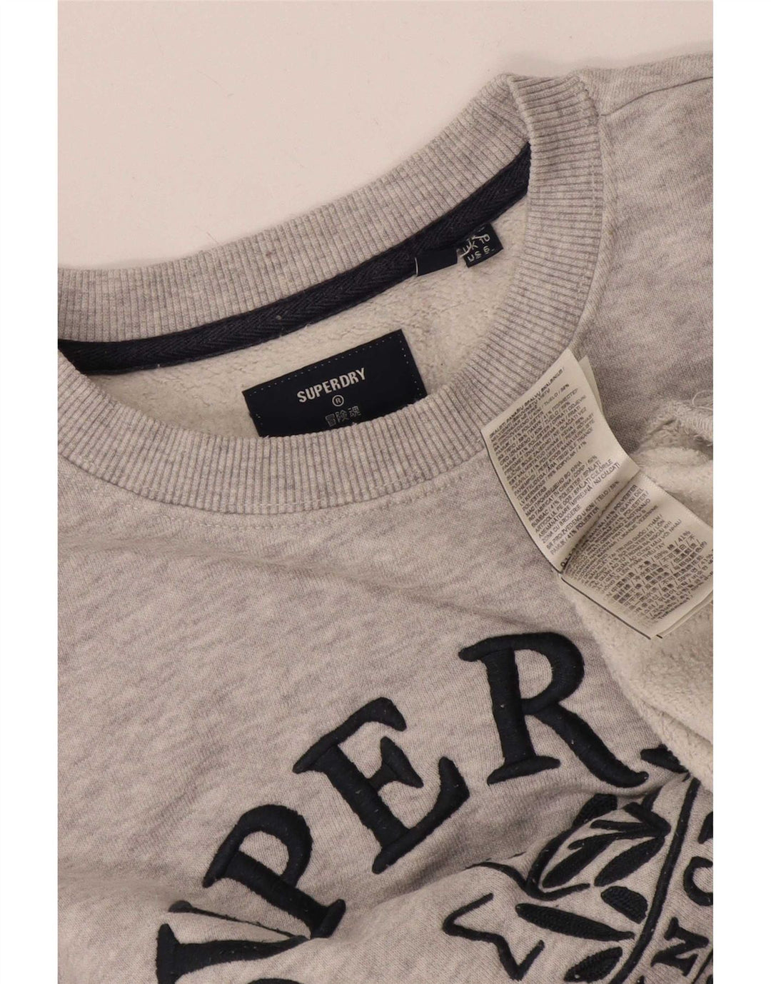 Superdry Womens Graphic Oversized Sweatshirt Jumper UK 10 Small Grey Cotton